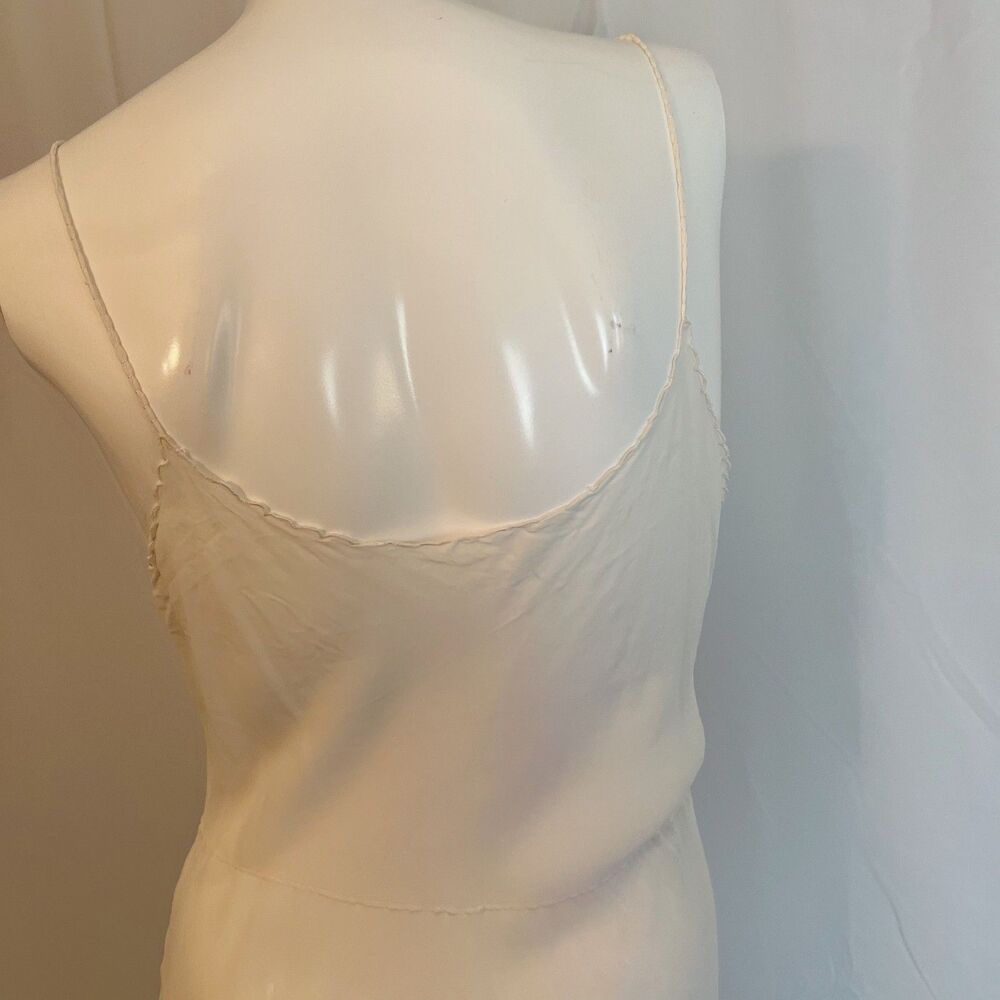 1960s-1970s Cream Slip Dress Keyhole Neckline Lace Detailing - Picture 3 of 8